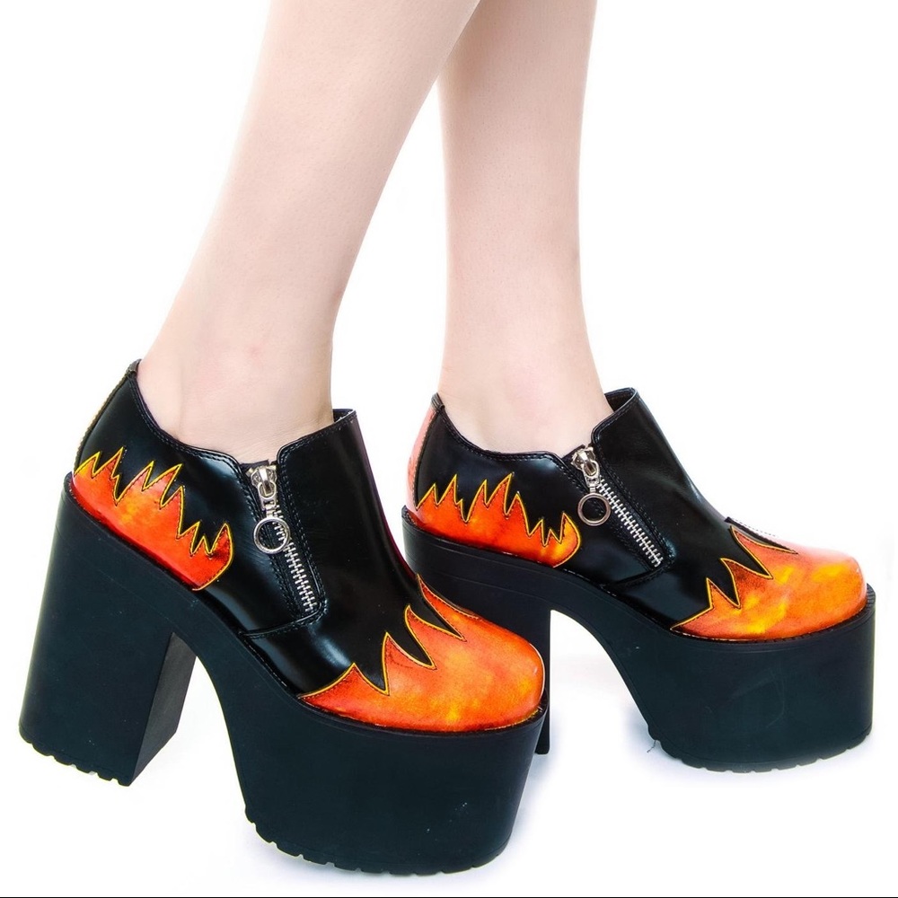 Rare Unif Pyro flame platform heel sz 10 DollsKill